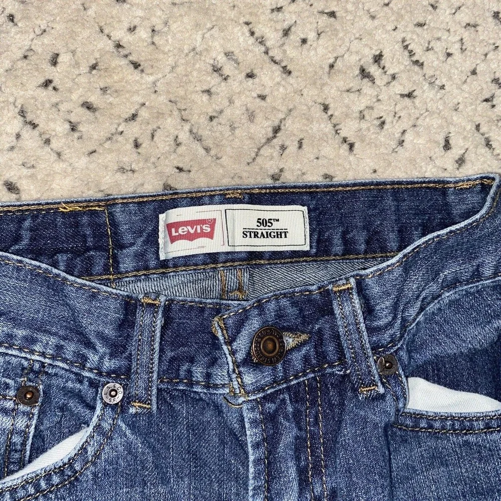 Levis 505 Denim Jeans Boys 10 Slim 23x25 Straight Regular Blue Med Wash Youth